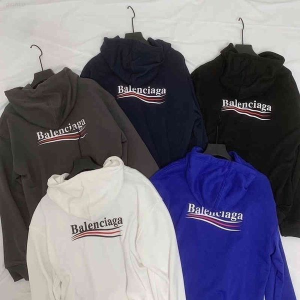 

a487 autumn and winter new pure cotton trendy cola bar printing plush thickened round neck men's women's hooded sweater couple coa, Black