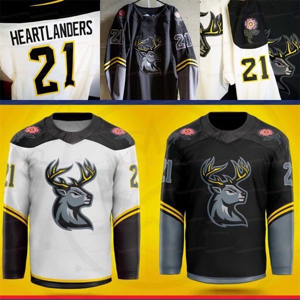 

a3740 2021-22 iowa heartlanders new jersey custom men women youth home awany white gray all stitched jerseys, Black