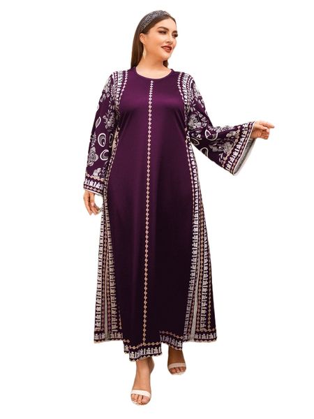 

plus floral print tunic dress 15yn#, Black