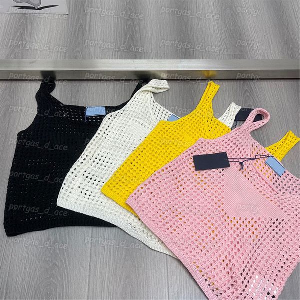 

hollow knit tanks summer holiday sleeveless tanks for women beach street style camis tank, White