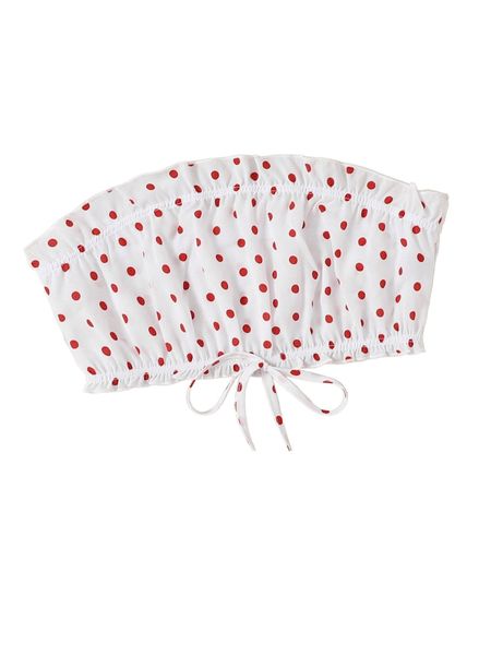 

frill trim tie front tube e3kx#, White