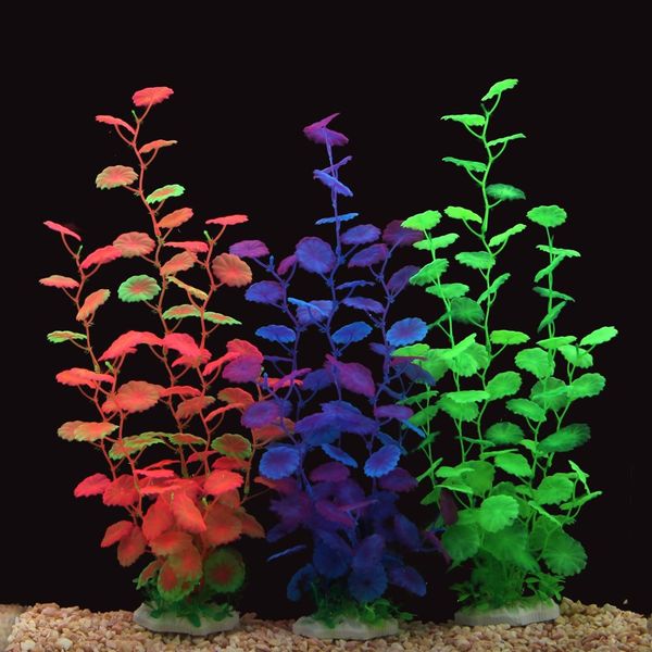 

wholesale 40cm high artificial plants aquarium decoration landscape ornament plastic grass water plant fish tank decor red / green / purple