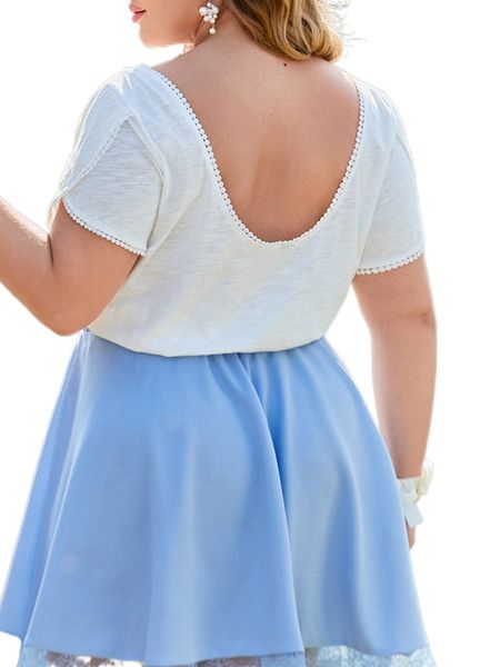 

plus petal sleeve low back tee x8yq#, Black