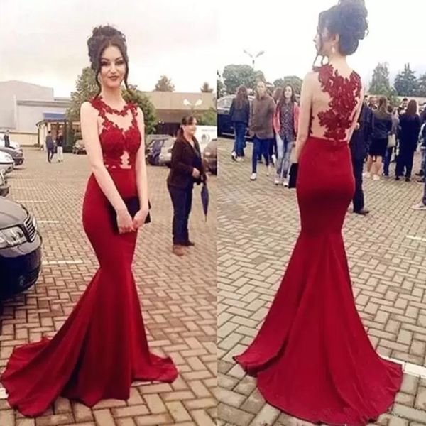 

red mermaid prom dresses with sweep train sleeveless party gowns arabic dubai evening dress vestido de festa, Black;red