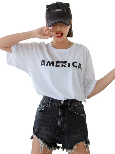 

dazy letter graphic patched detail drop shoulder tee b7jw#, White