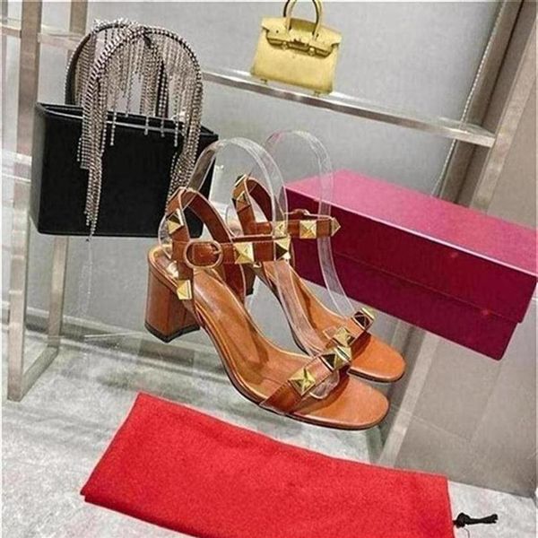 

classic high heeled sandals party fashion 100% leather women dance shoe designer heels suede lady metal belt buckle thick hee286l, Black