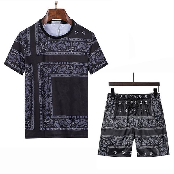 

summer tracksuits beach designer shirt + short suit men's casual holiday print men shirts and shorts floral printing homewear, Gray