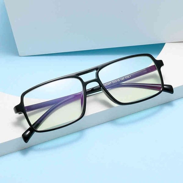 

sunglasses double beam square spectacle frame men's korean fashion optical anti radiation flat glasses limt, White;black