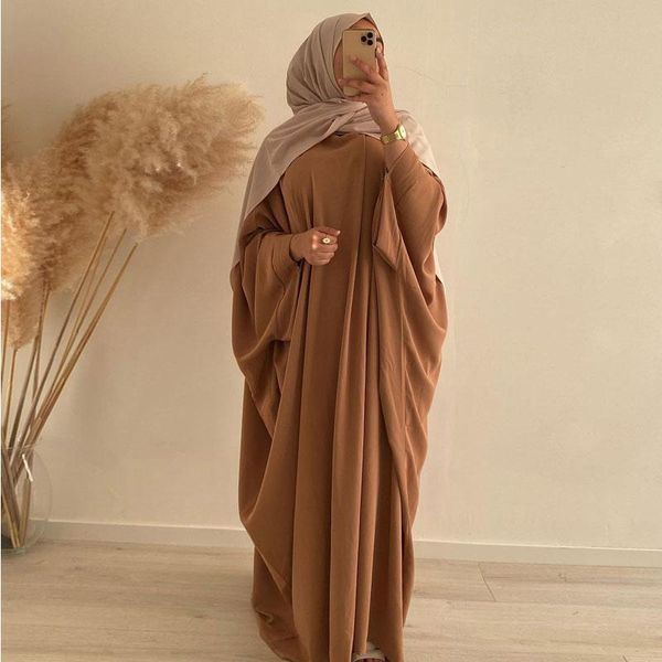 Roupas étnicas Eid Muslim Dubai Abaya Women Long Khimar One Piece Batwing Nida Prayer Hijab Dress Jilbab Kaftan Islâmica Robe Dresses Ramada