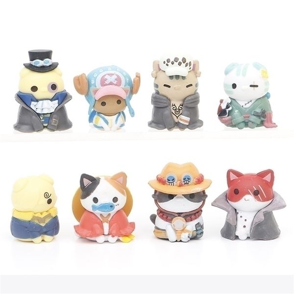 8 Teile/satz Katze Cos Tony Chopper Puma D. Ace Trafalgar Law Kuchen Dekoration PVC Modell Figur Spielzeug 220815