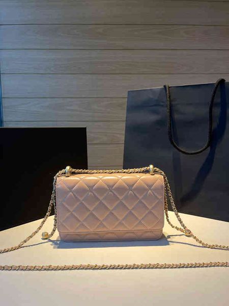 

evening bags [deliver goods]original leather women's bag small golden ball double bead woc single shoulder messenger chain
