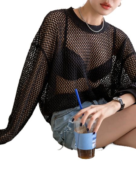 

dazy hollow out drop shoulder without bra y5jh#, White