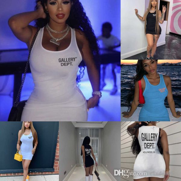 

2022 designer womens mini dresses new fashion street sleeveless slim fit bag hip letter printed dress skirt, Black;gray