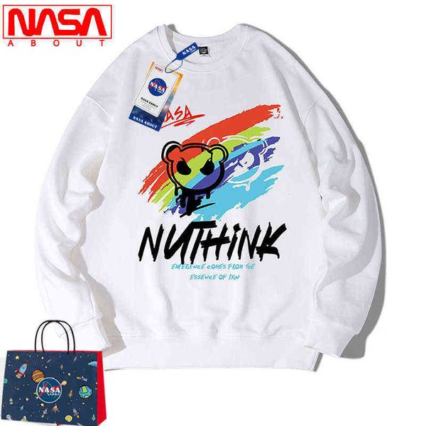 

hoodies sweatshirts designer hoodie nasa co branded print sweater men's 2022 new 330g cotton versatile long sleeve fashion brand in, Black