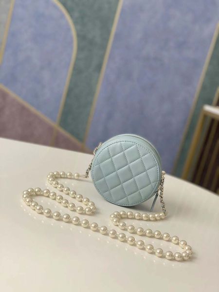

2022 summer new chain bag pearl diamond round cakebag ladies fresh and sweet style small roundbag lipstick bag designer dinner pearlbag
