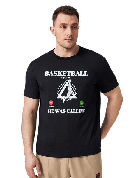 

extended sizes men figure & letter graphic tee m8ps#, White;black