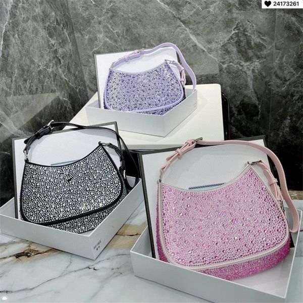 

2022 new designer luxury bags new female hobo rhinestone underarm nylon handheld single saddle
