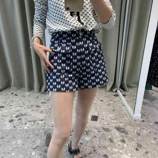 

women's shorts fadan m family autumn and winter bow print casual straight shorts, White;black