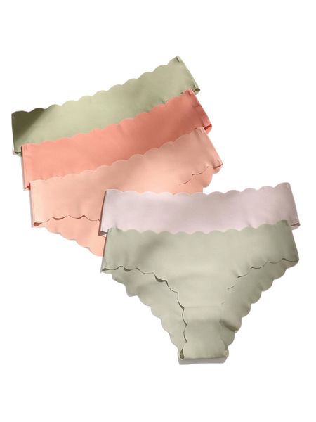 

5pack no show scallop trim panty set m7wn#, Black;red