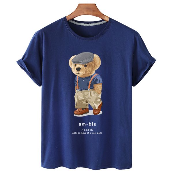 Mulheres Black Teddy Bear Letter Impresso T-shirts Tops para Summer Girls S-4xl Manga curta Camisetas soltas T Tees CF739