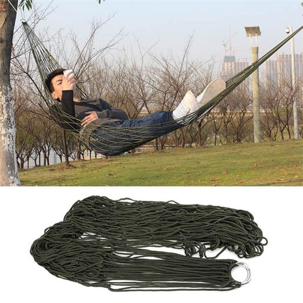 Taşınabilir Naylon Mesh Hammock Net Uyku Yatağı Hamaca Açık Veranda Sundurma Bahçe Seyahat Kampı Mavi Yeşil Kırmızı Hamac 220606