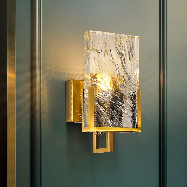 Nordic Moderne Kupfer Wand Lampe Kristall Wand Licht Luxus Goldene Innen Leuchte Für Wohnzimmer Treppen Hintergrund Gang Lichter