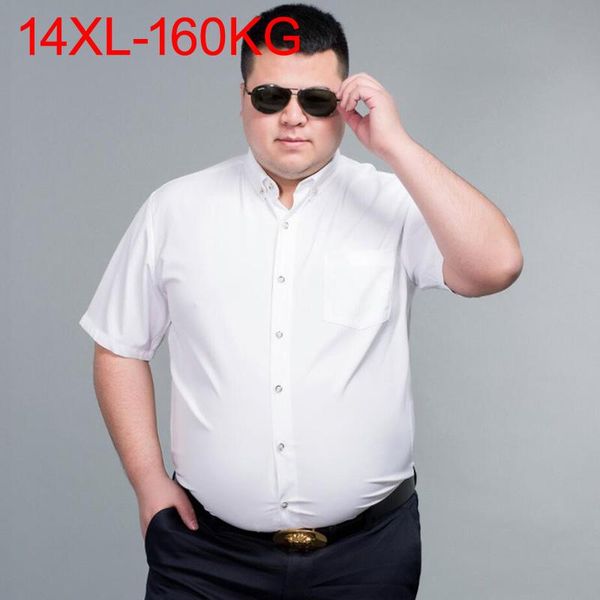 Heren -jurk shirts 10xl zomer mannen shirt shirt short mouw plus size big 8xl bruiloft 14xl zakelijk marineblauw paars formeel kantoor shirtsmen's