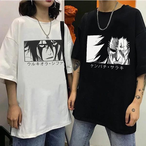 

japanese anime woman tshirts tee kawaii zaraki kenpachi cartoon goth tees shirt harajuku summer bleach ichigo unisex, White