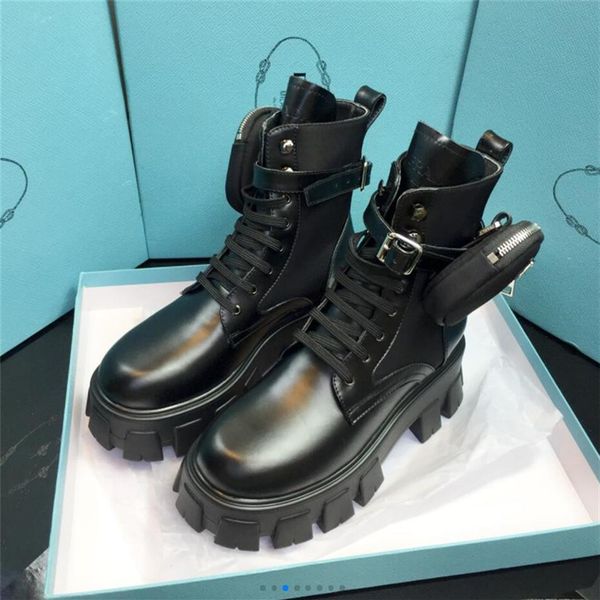 

women rois martin boots military inspired combat boots nylon pouch attached to the ankle with strap ankle boots black311a, Black