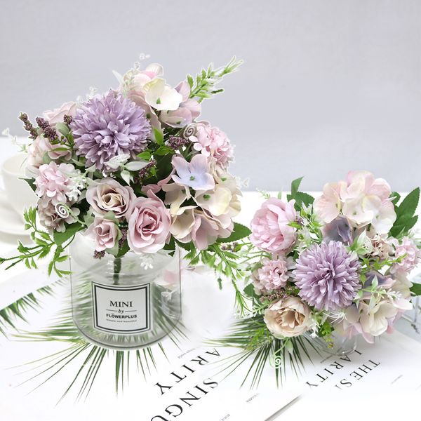 

nordic ins simulation rose 7 hydrangea artificial bouquet fake peony bride holding flower rose wedding