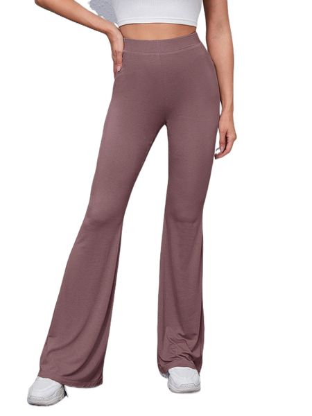 

sxy solid high-rise flare pants 22qc#, Black;white