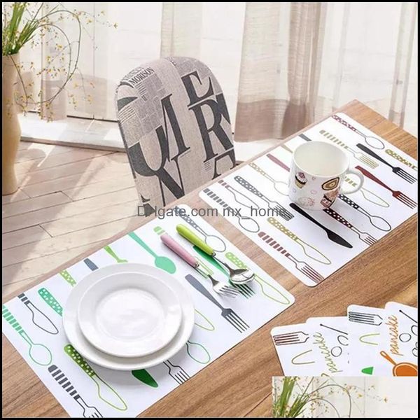 Tappetini Tappetini Accessori per la decorazione della tavola Cucina Sala da pranzo Bar Casa Giardino Ll Tovaglietta in pvc stampato Tovaglietta Presina Piatto Mat Fas Dhnb0