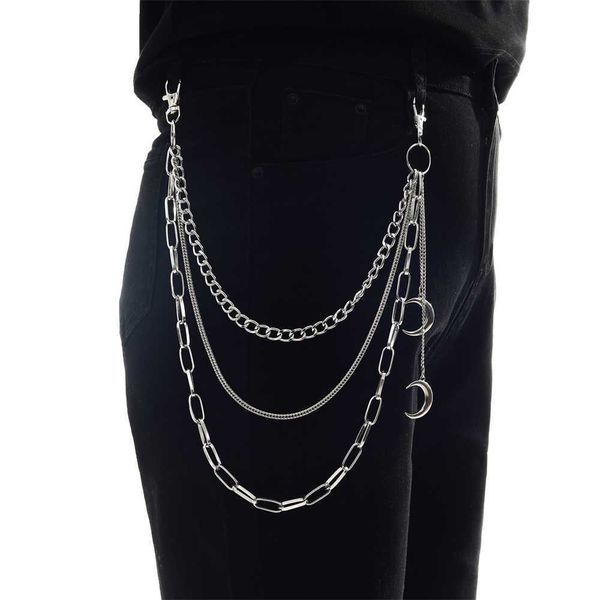 

keychains moon pendants chain on the jeans pants women for men egirl eboy harajuku goth aesthetic accessories, Silver