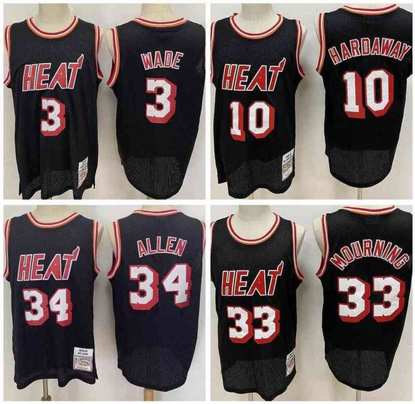 

basketball jerseys dwyane wade 34 allen 10 hardaway 33 mourning jersey, Black