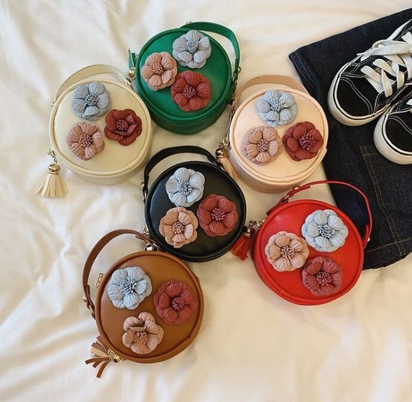Niedliche Blumen-Handtaschen-Geldbörse, einfache diagonale Tasche, neuer Trend, Baby-Handy-Geldbörsen für Mädchen, kleine Kinder, kleine runde Taschen