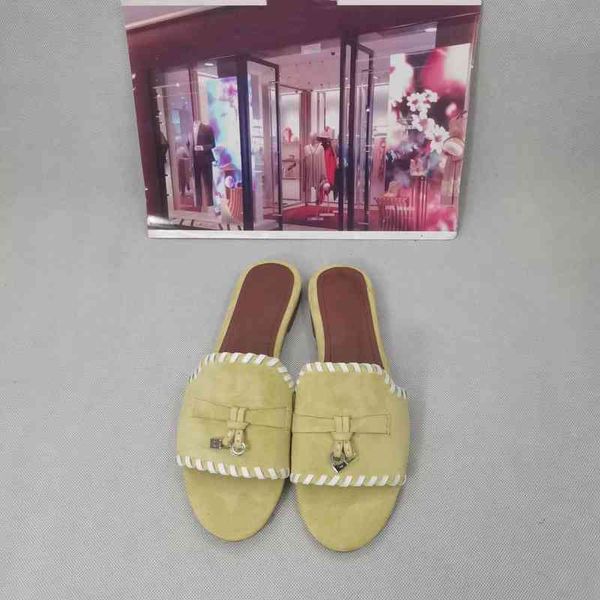 

slippers women's suede slippers simple metal decorative outdoor open toe series special price, Black