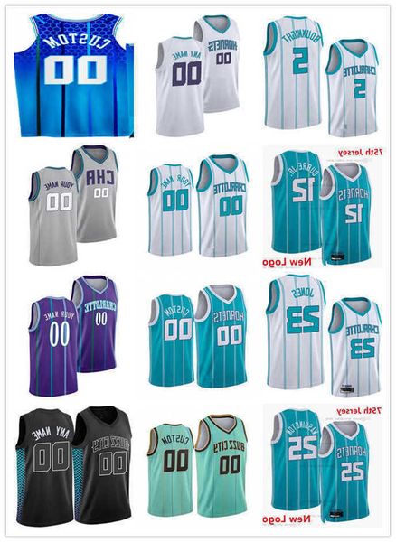 

75th mens womens youth charlotte''hornets''5 bouknight kai 23 jones kelly 12 oubre jr. 25 p.j. washingtons basketball je, Black;red