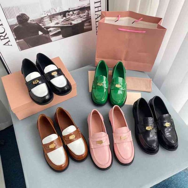

dress shoes spring and summer miu carrefour shoes arc de triomphe original gold single thick soled small leather women, Black
