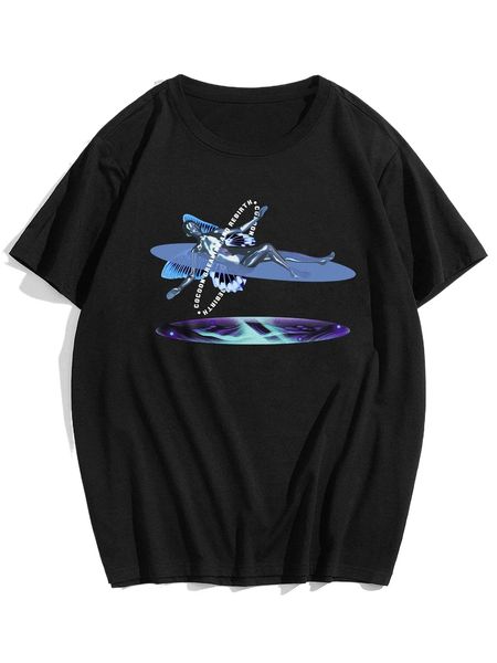 

romwe guys figure graphic tee h91a#, White;black