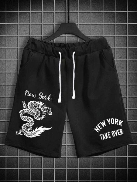 

men dragon & letter graphic shorts z6wy#, White;black