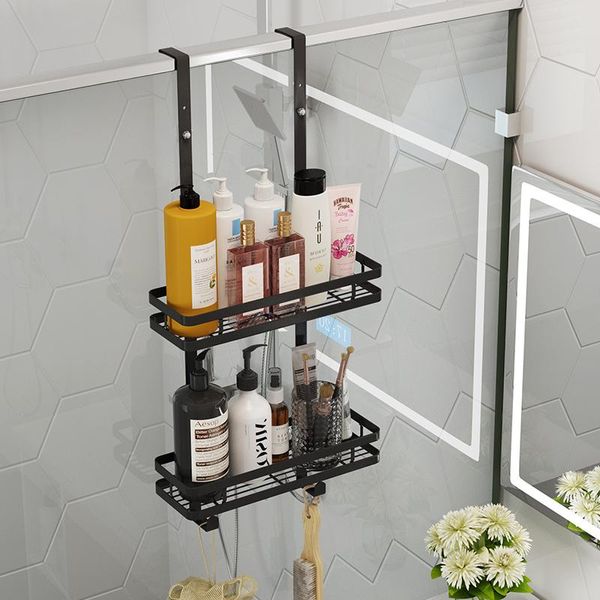 Prateleiras do banheiro Rack de armazenamento de gel de gel de banho de aço inoxidável montado na parede Free para a porta traseira da porta pendurada Basketbathroom