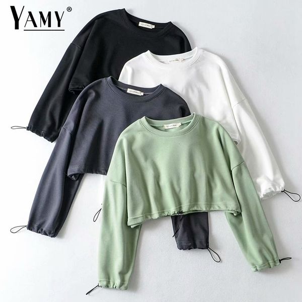 

fall crop hoodie cotton pullover cute hoodie cropped hoodies females sweatshirt women korean hoodie vintage autumn y200608, Black