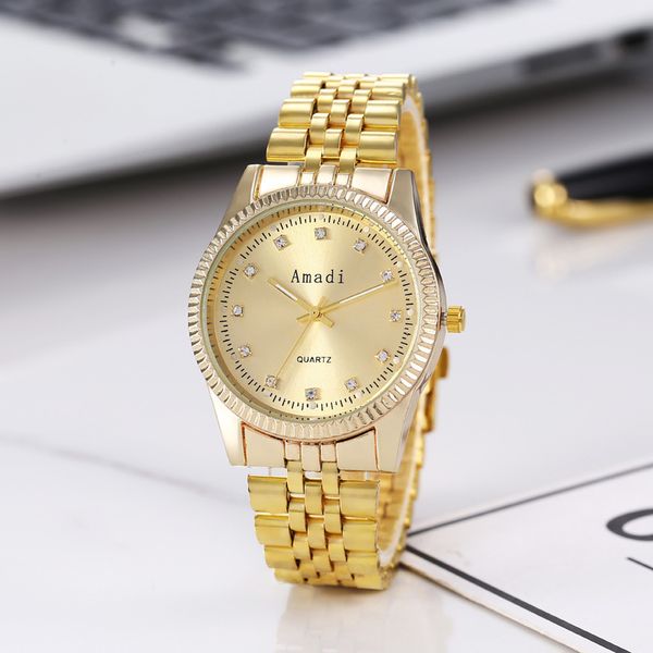 

men's steel band gold watch luminous business atmosphere gift, Slivery;brown