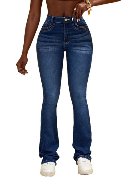 

sxy cat whisker flare leg jeans d2vn#, Blue