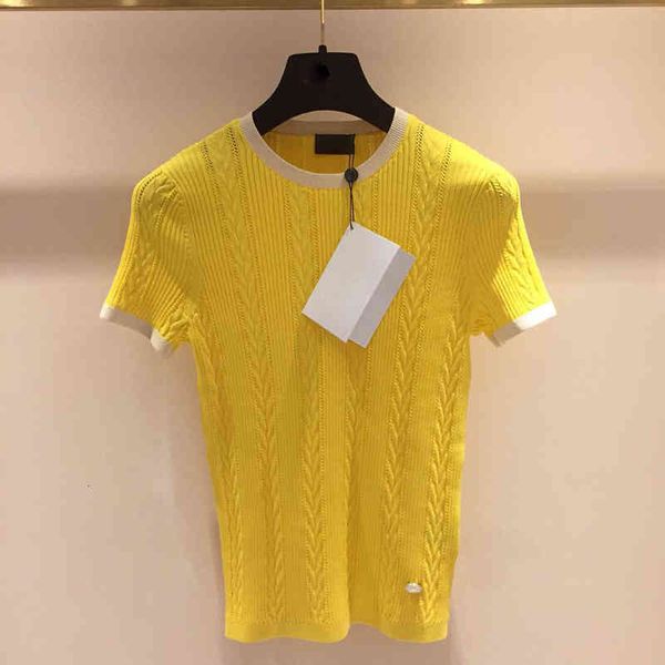 

women's t-shirt knitted short sleeve women's t-shirt sweet slim small fragrance elastic round neck half thin fresh ice summer, White