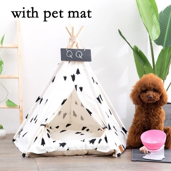 Jormel Pet Çadır Köpek Kedi Oyuncak Evi Yavru Teepee Taşınabilir Yıkanabilir Pet Yatak Çam Desen Ev Pet Mat YENI Y200330