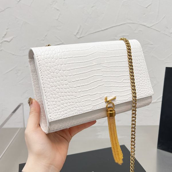 

classic kate shoulder bags gold and silver hardware tassel chain handbags alligator leather flap women crossbody bag luxury designer y messe