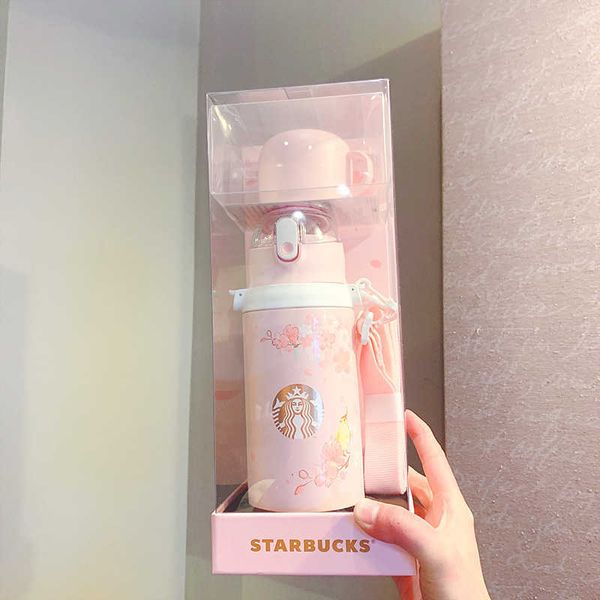 

starbucks cup cherry blossom season food magician bird singing and flower fragrance double headed thermos cup pink stainless steel portable