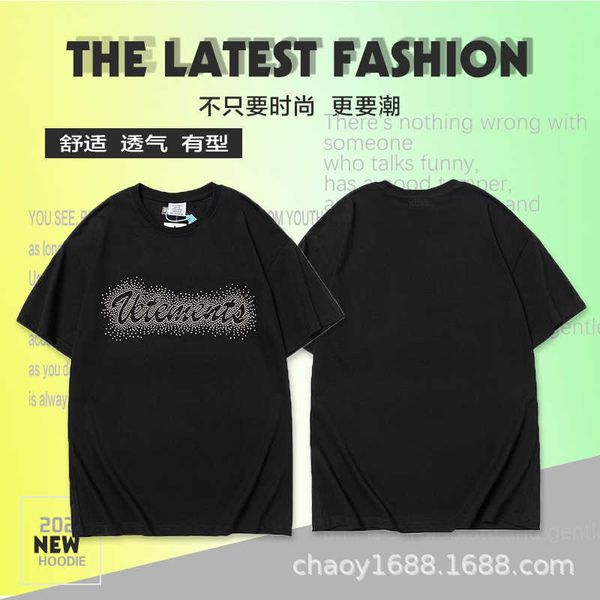 

vetements 20ss vtm designer spring and summer wittermont silver rivet loose short sleeve mens womens tshirt tee, White;black