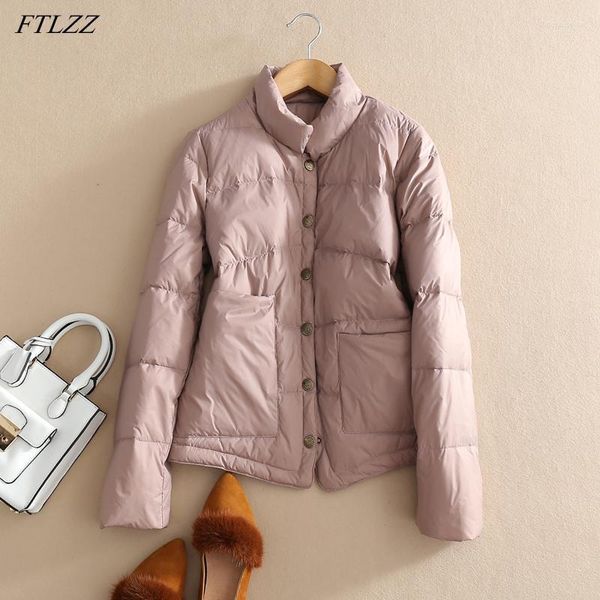 Women Down Down Parkas Ftlzz Winter Ultra Light White Duck Coat Women Women Women Oversize Jacket Vintage Warm Puffer assimetria Pocket Luci22